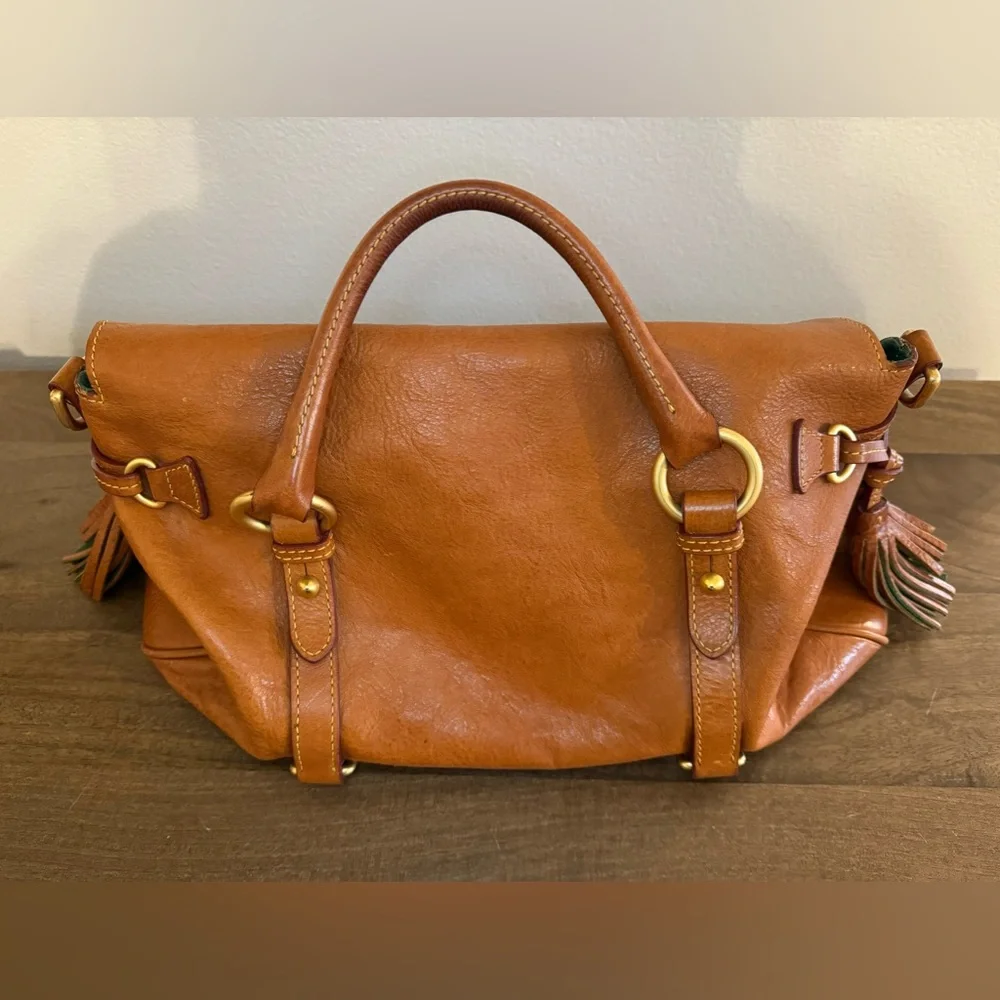 Dooney & Bourke Tan Leather Satchel with Braided Handle